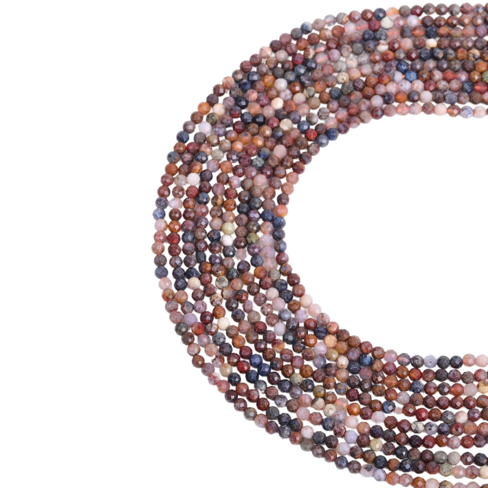 Natural pietersite micro faceted beads in 2mm, 3mm, 4mm. Multi-color stone spacer beads for delicate bracelets and DIY jewelry making