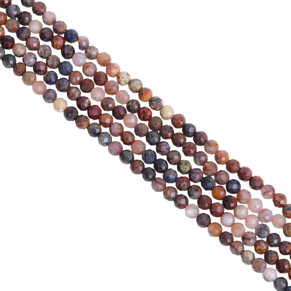 Natural pietersite micro faceted beads in 2mm, 3mm, 4mm. Multi-color stone spacer beads for delicate bracelets and DIY jewelry making