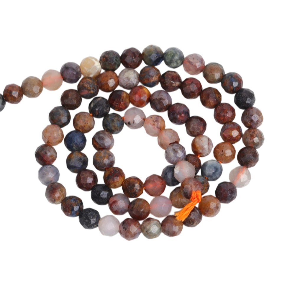 Natural pietersite micro faceted beads in 2mm, 3mm, 4mm. Multi-color stone spacer beads for delicate bracelets and DIY jewelry making
