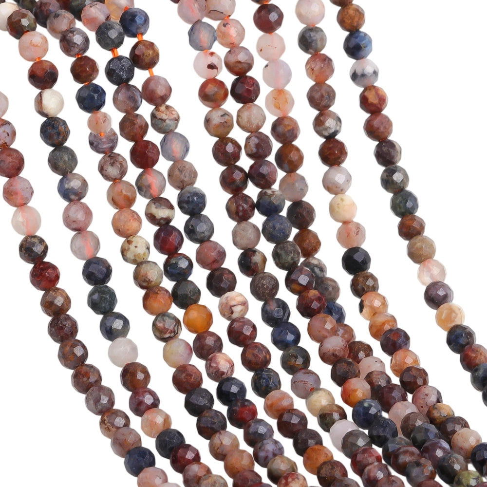 Natural pietersite micro faceted beads in 2mm, 3mm, 4mm. Multi-color stone spacer beads for delicate bracelets and DIY jewelry making