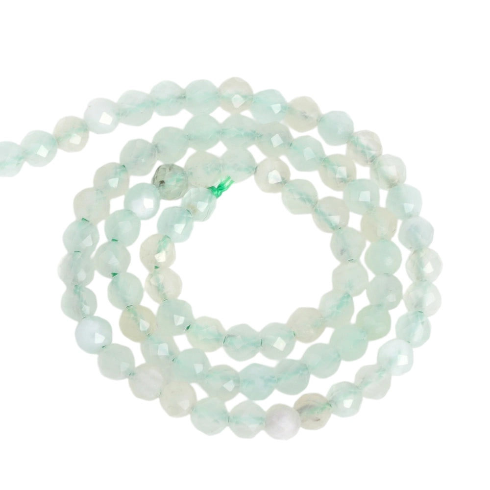 Natural prehnite micro faceted beads in 2mm, 3mm, 4mm. Mint green stone spacer beads for delicate bracelets and DIY jewelry making