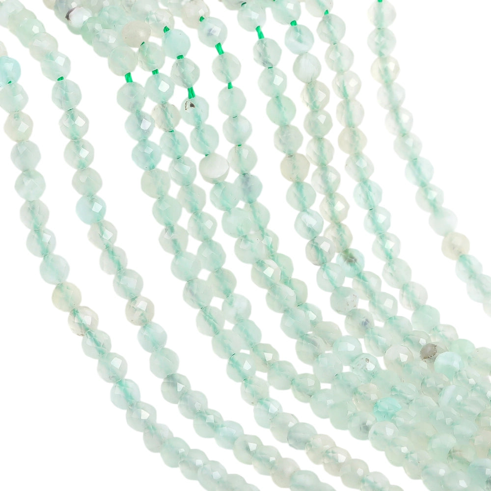 Natural prehnite micro faceted beads in 2mm, 3mm, 4mm. Mint green stone spacer beads for delicate bracelets and DIY jewelry making