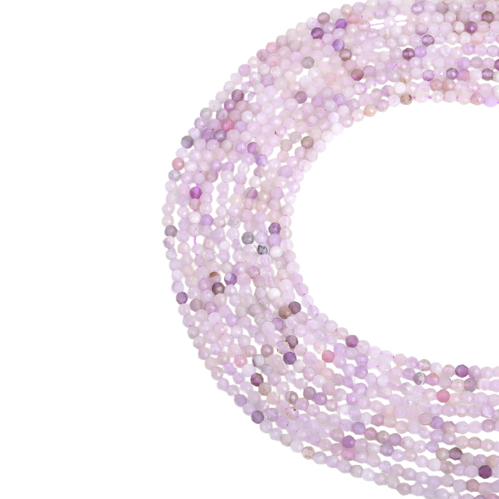 Natural purple chalcedony micro faceted beads in 2mm, 3mm, 4mm. Lavender stone spacer beads for delicate bracelets and DIY jewelry making