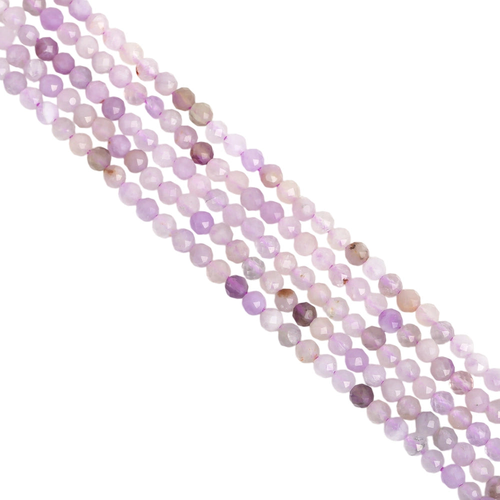 Natural purple chalcedony micro faceted beads in 2mm, 3mm, 4mm. Lavender stone spacer beads for delicate bracelets and DIY jewelry making