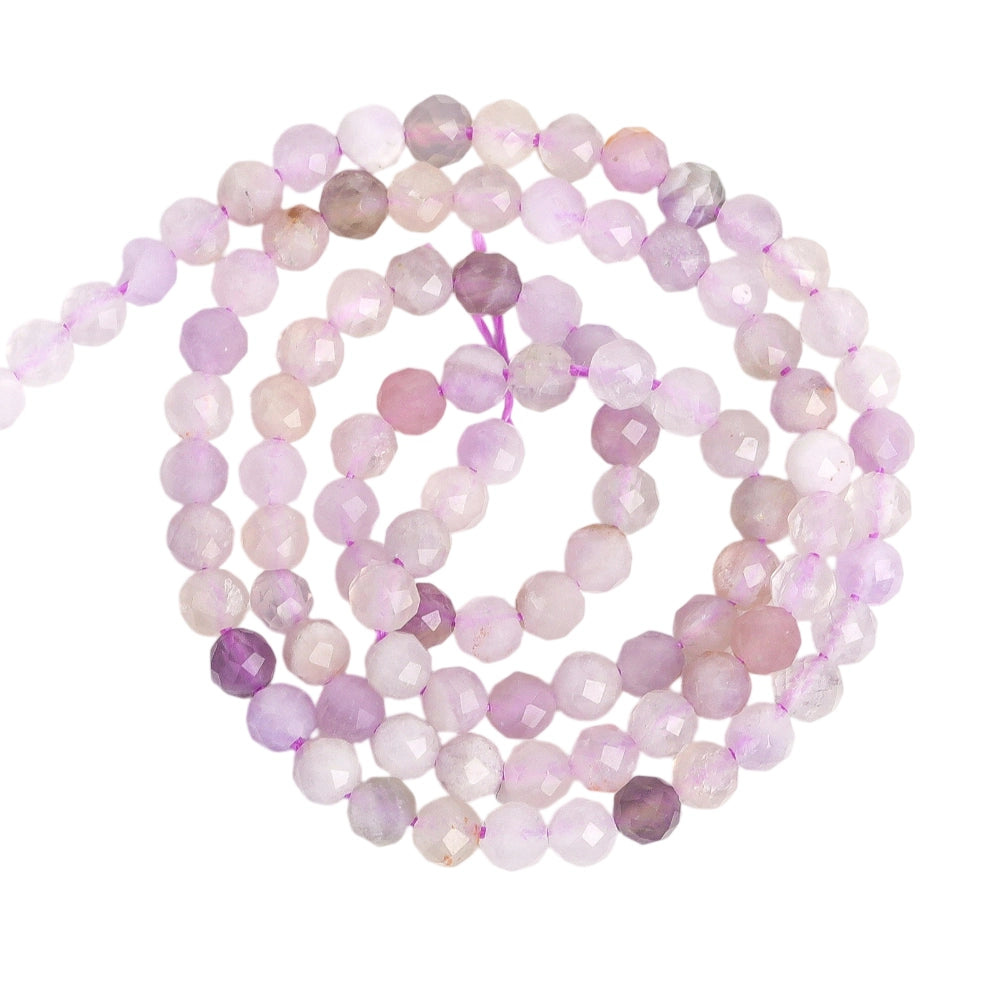 Natural purple chalcedony micro faceted beads in 2mm, 3mm, 4mm. Lavender stone spacer beads for delicate bracelets and DIY jewelry making