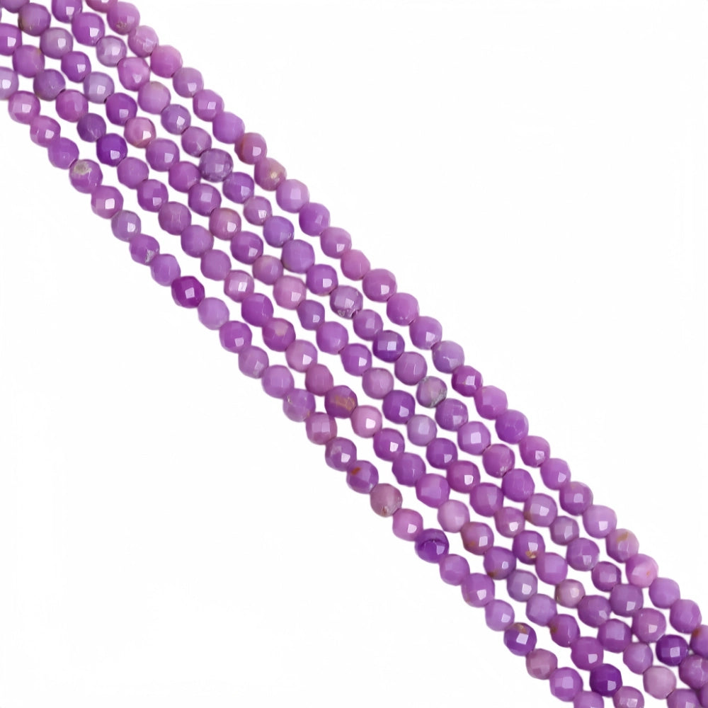 Natural purple mica micro faceted beads in 2mm, 3mm, 4mm. Soft lavender stone spacer beads for delicate bracelets and DIY jewelry making