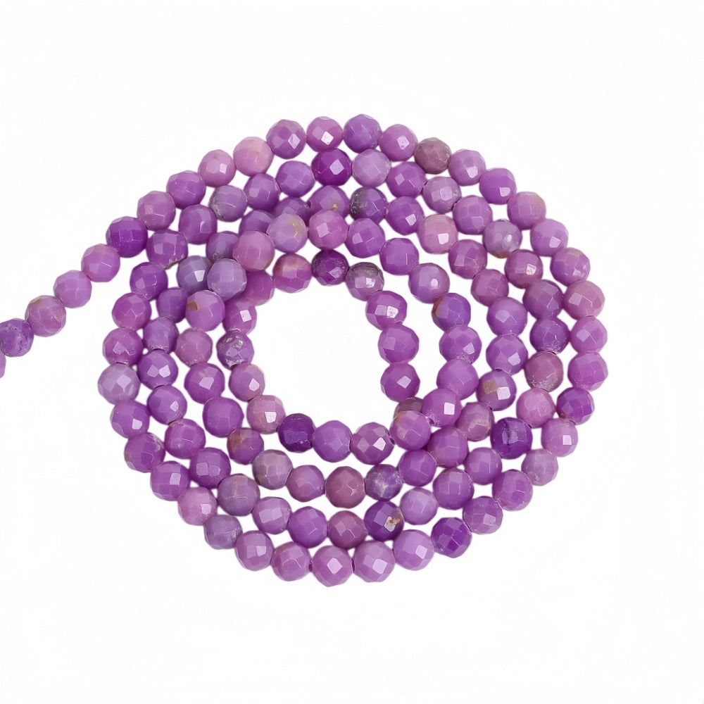 Natural purple mica micro faceted beads in 2mm, 3mm, 4mm. Soft lavender stone spacer beads for delicate bracelets and DIY jewelry making