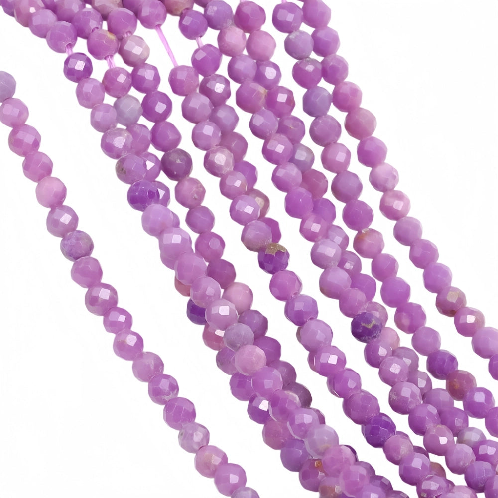 Natural purple mica micro faceted beads in 2mm, 3mm, 4mm. Soft lavender stone spacer beads for delicate bracelets and DIY jewelry making