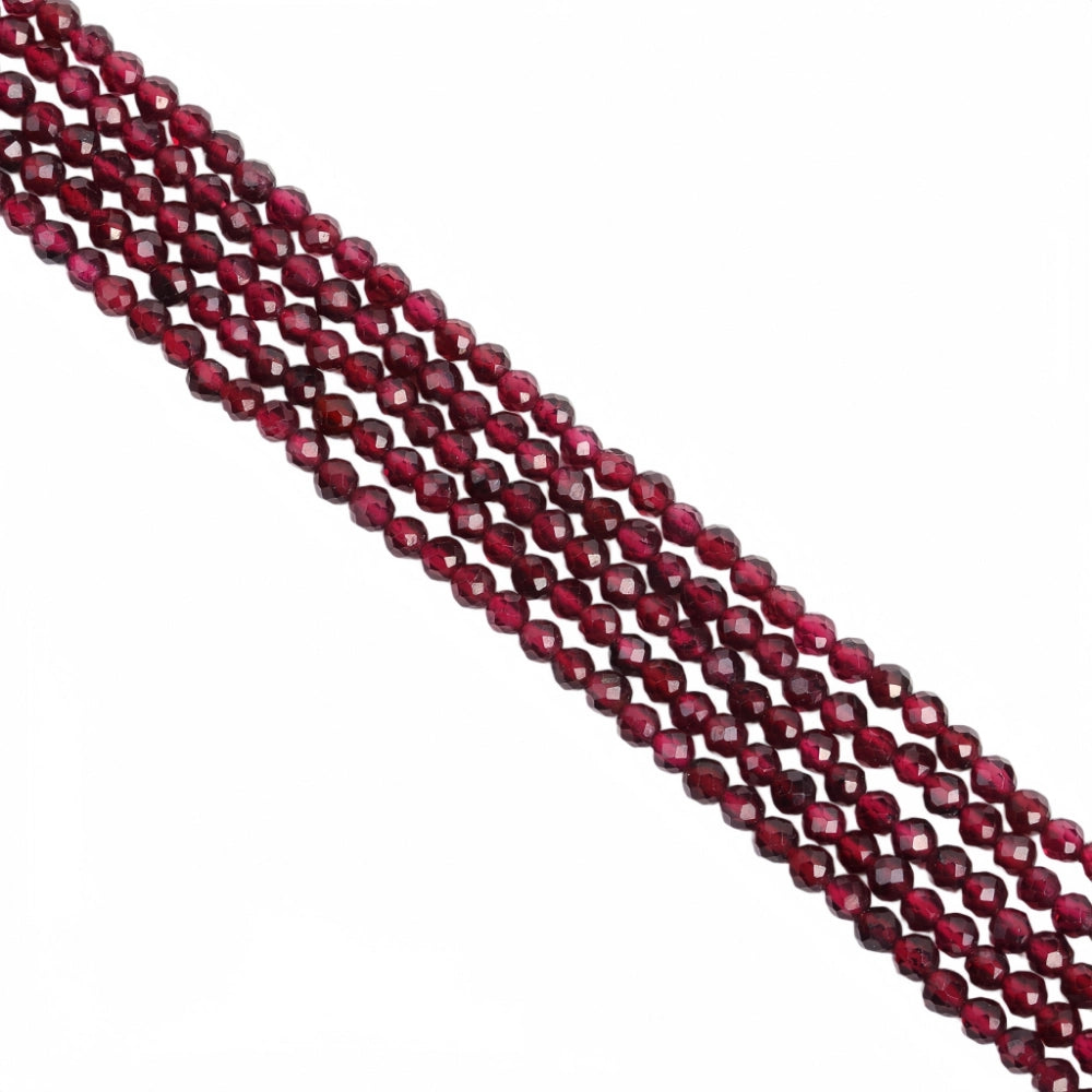 Natural red garnet micro faceted beads in 2mm, 3mm, 4mm. Deep wine red spacer beads for delicate bracelets and DIY jewelry making
