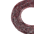 Natural red garnet micro faceted beads in 2mm, 3mm, 4mm. Deep wine red stone spacer beads for delicate bracelets and DIY jewelry making