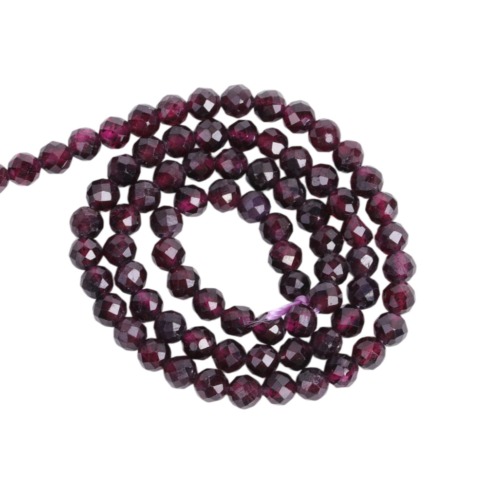 Natural rhodolite garnet micro faceted beads in 2mm, 3mm, 4mm. Deep purplish red stone spacer beads for delicate bracelets and DIY jewelry making