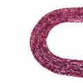 Natural rubellite micro faceted beads in 2mm, 3mm, 4mm. Deep pinkish-red stone spacer beads for delicate bracelets and DIY jewelry making