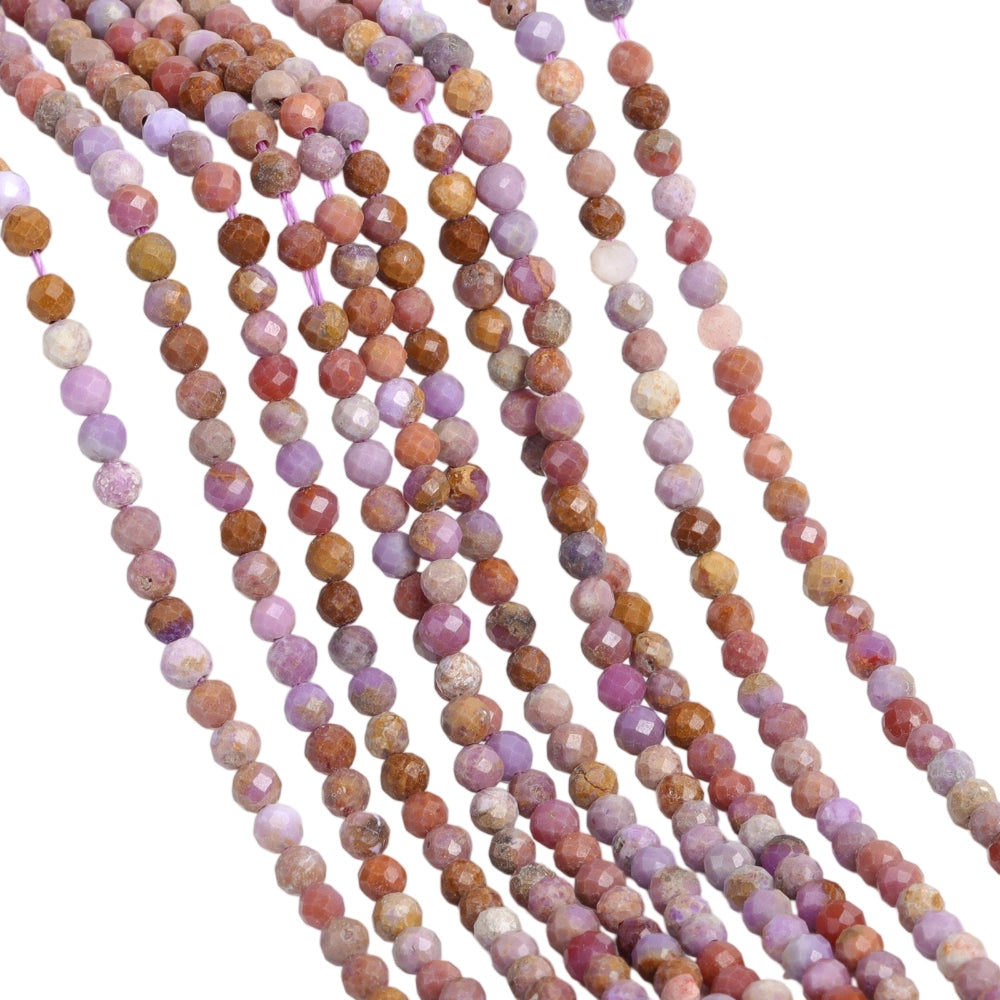 Natural siderite micro faceted beads in 2mm, 3mm, 4mm. Multi-color stone spacer beads for delicate bracelets and DIY jewelry making