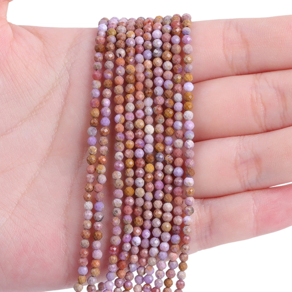 Natural siderite micro faceted beads in 2mm, 3mm, 4mm. Multi-color stone spacer beads for delicate bracelets and DIY jewelry making