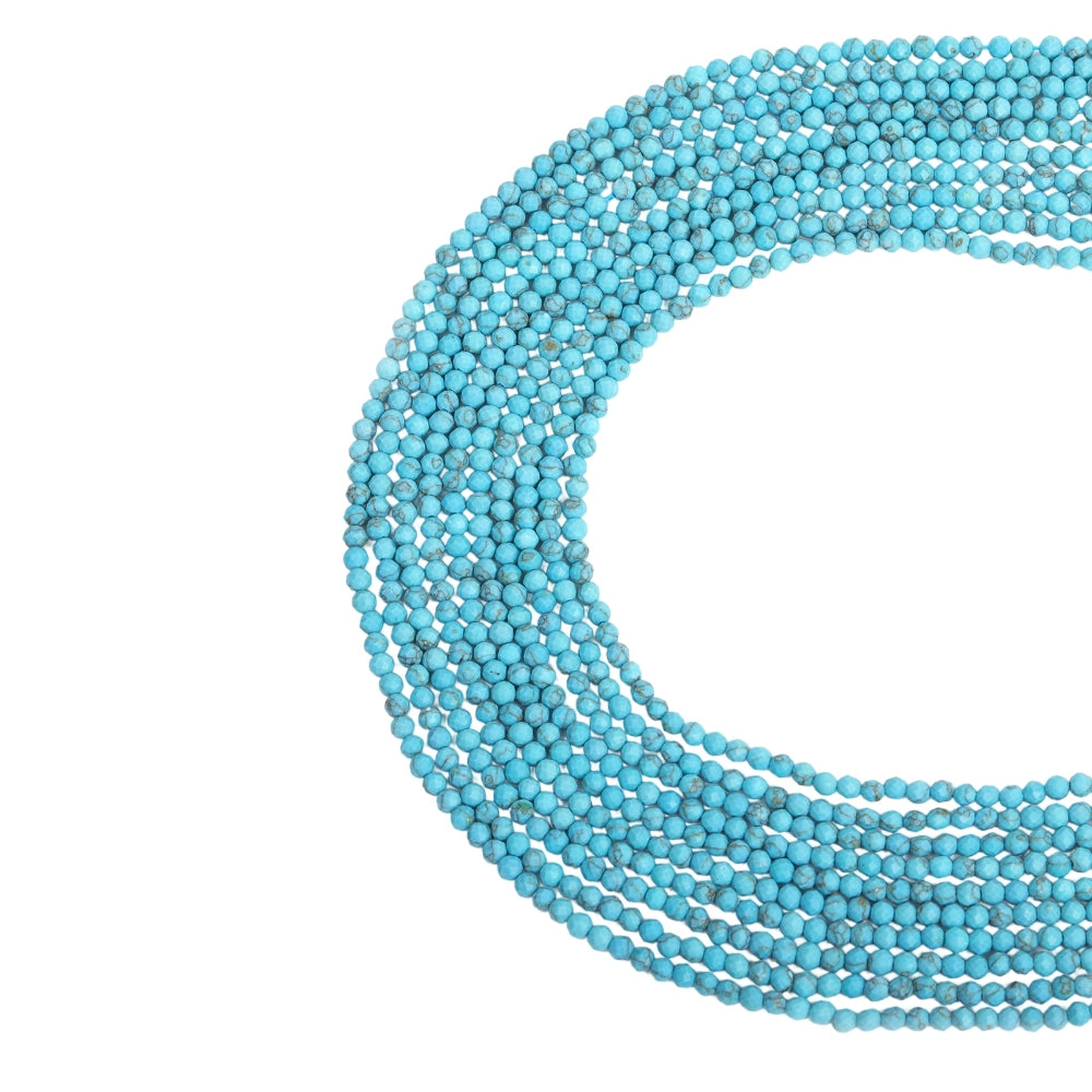 Natural green turquoise micro faceted beads in 2mm, 3mm, 4mm. Blue-green stone spacer beads for delicate bracelets and DIY jewelry making