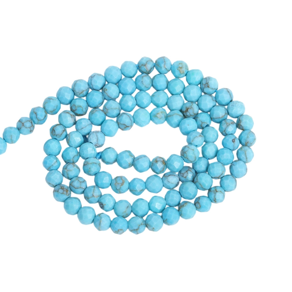 Natural sky blue turquoise micro faceted beads in 2mm, 3mm, 4mm. Blue stone spacer beads for delicate bracelets and DIY jewelry making