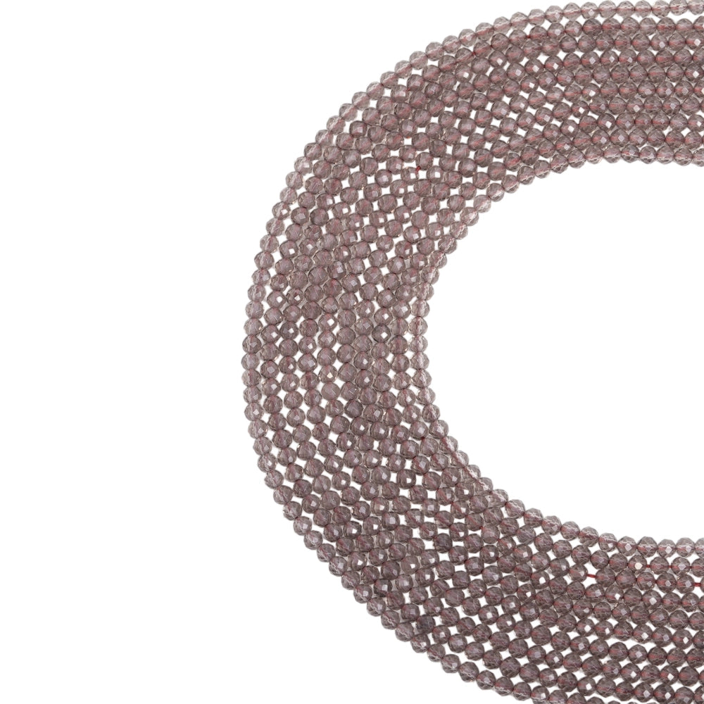 Natural smoky quartz micro faceted beads in 2mm, 3mm, 4mm. Smoky brown stone spacer beads for delicate bracelets and DIY jewelry making