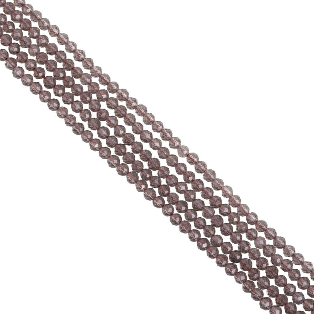 Natural smoky quartz micro faceted beads in 2mm, 3mm, 4mm. Smoky brown stone spacer beads for delicate bracelets and DIY jewelry making