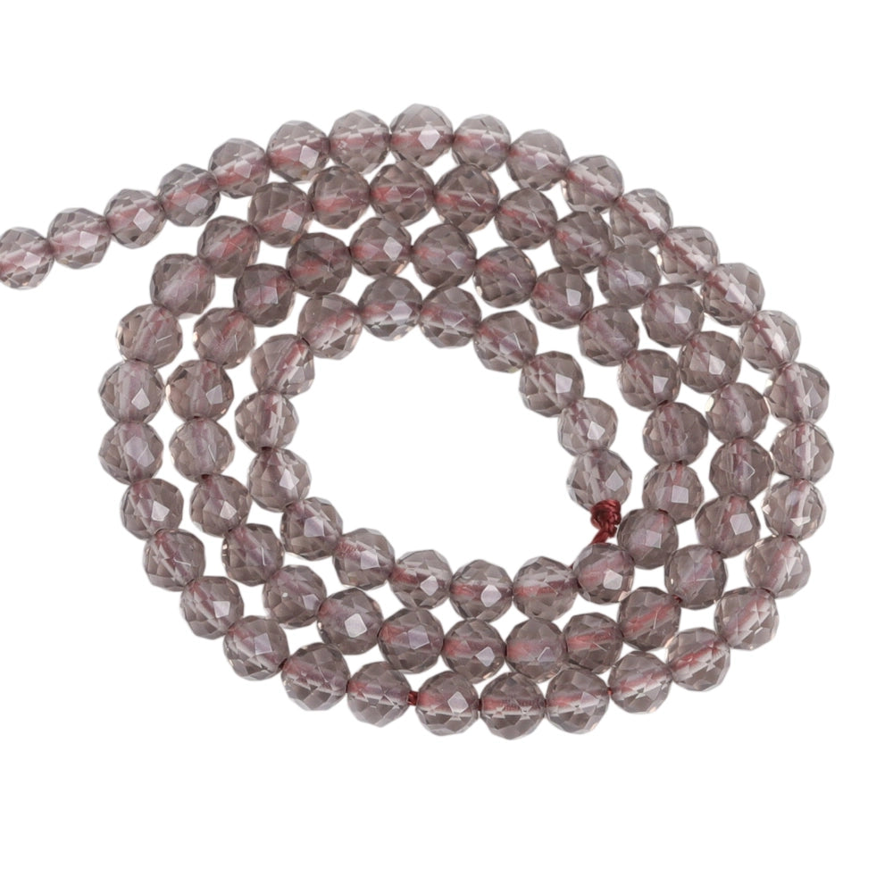 Natural smoky quartz micro faceted beads in 2mm, 3mm, 4mm. Smoky brown stone spacer beads for delicate bracelets and DIY jewelry making