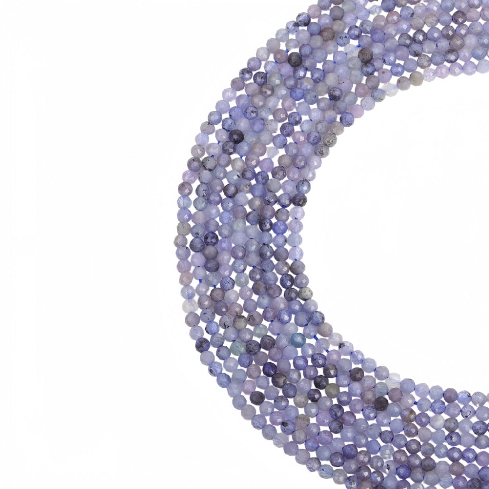 Natural tanzanite micro faceted beads in 2mm, 3mm, 4mm. Lavender blue stone spacer beads for delicate bracelets and DIY jewelry making