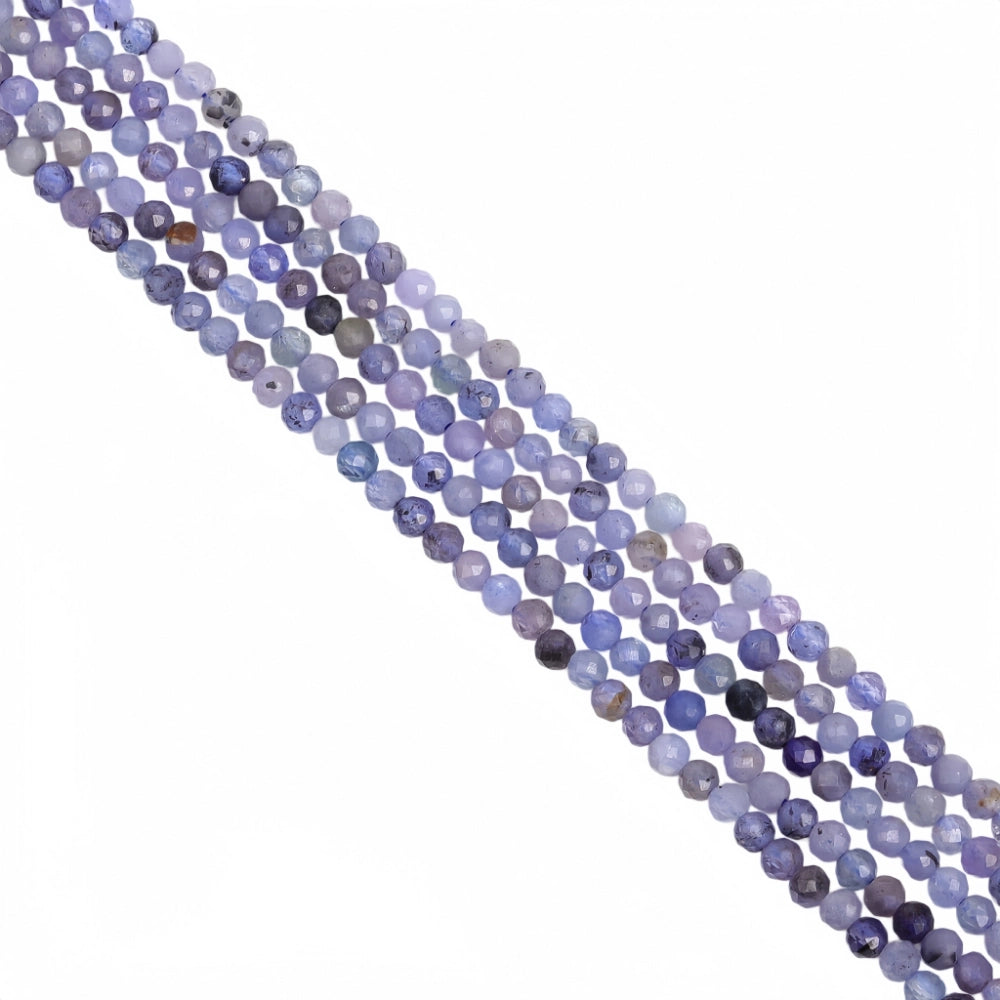 Natural tanzanite micro faceted beads in 2mm, 3mm, 4mm. Lavender blue stone spacer beads for delicate bracelets and DIY jewelry making