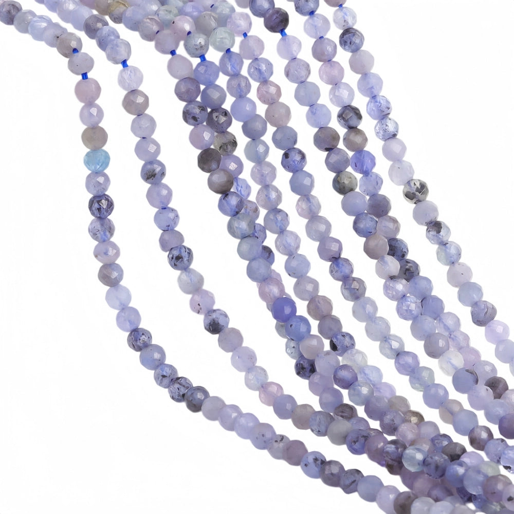 Natural tanzanite micro faceted beads in 2mm, 3mm, 4mm. Lavender blue stone spacer beads for delicate bracelets and DIY jewelry making