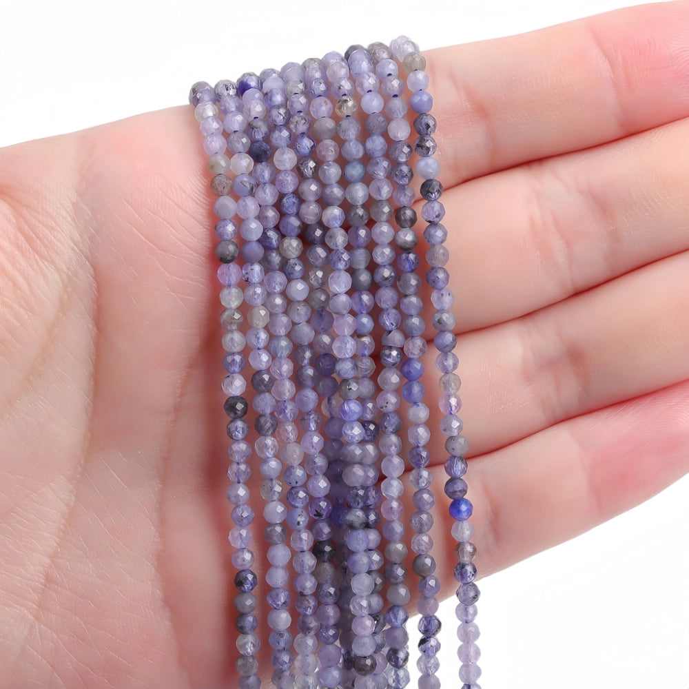 Natural tanzanite micro faceted beads in 2mm, 3mm, 4mm. Lavender blue stone spacer beads for delicate bracelets and DIY jewelry making