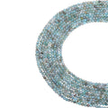 Natural teal blue apatite micro faceted beads in 2mm, 3mm, 4mm. Blue green stone spacer beads for delicate bracelets and DIY jewelry making