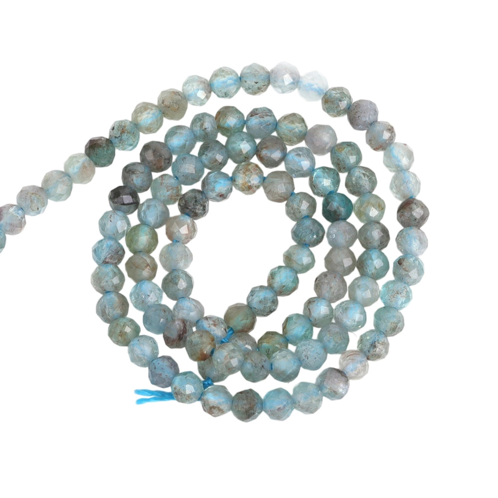 Natural teal blue apatite micro faceted beads in 2mm, 3mm, 4mm. Blue green stone spacer beads for delicate bracelets and DIY jewelry making
