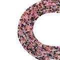 Natural tourmaline micro faceted beads in 2mm, 3mm, 4mm. Clear stone spacer beads for delicate bracelets and DIY jewelry making