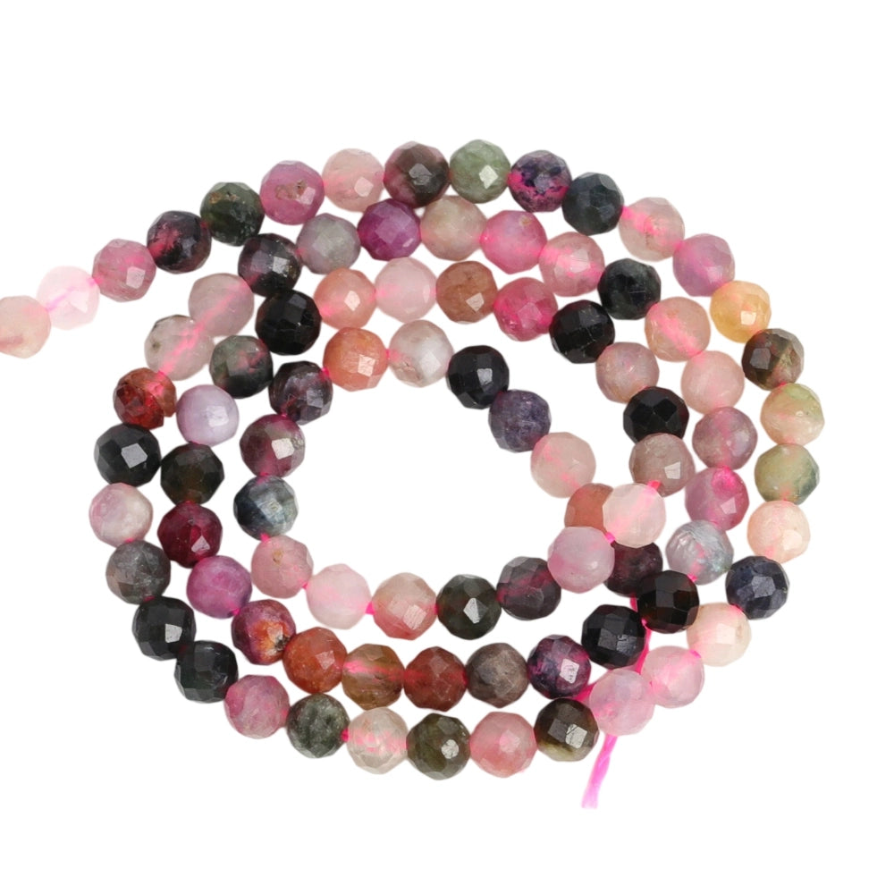 Natural tourmaline micro faceted beads in 2mm, 3mm, 4mm. Clear stone spacer beads for delicate bracelets and DIY jewelry making