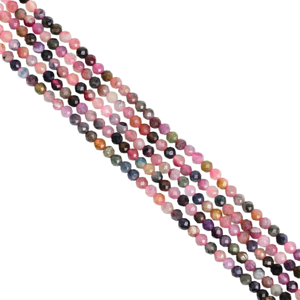 Natural tourmaline micro faceted beads in 2mm, 3mm, 4mm. Clear stone spacer beads for delicate bracelets and DIY jewelry making