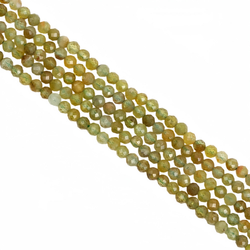 Natural tsavorite garnet micro faceted beads in 2mm, 3mm, 4mm. Green stone spacer beads for delicate bracelets and DIY jewelry making