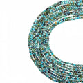 Natural turquoise micro faceted beads in 2mm, 3mm, 4mm. Blue-green stone spacer beads for delicate bracelets and DIY jewelry making