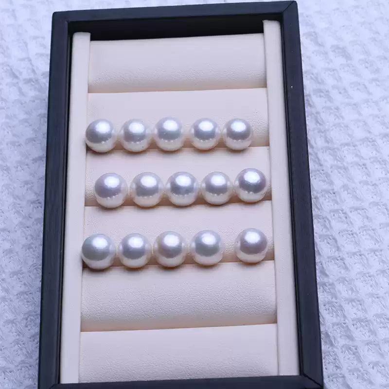 Natural white Edison freshwater pearls, available in 8-9mm, 9-10mm, 10-11mm, and 11-12mm. Full-drilled loose beads for DIY jewelry making