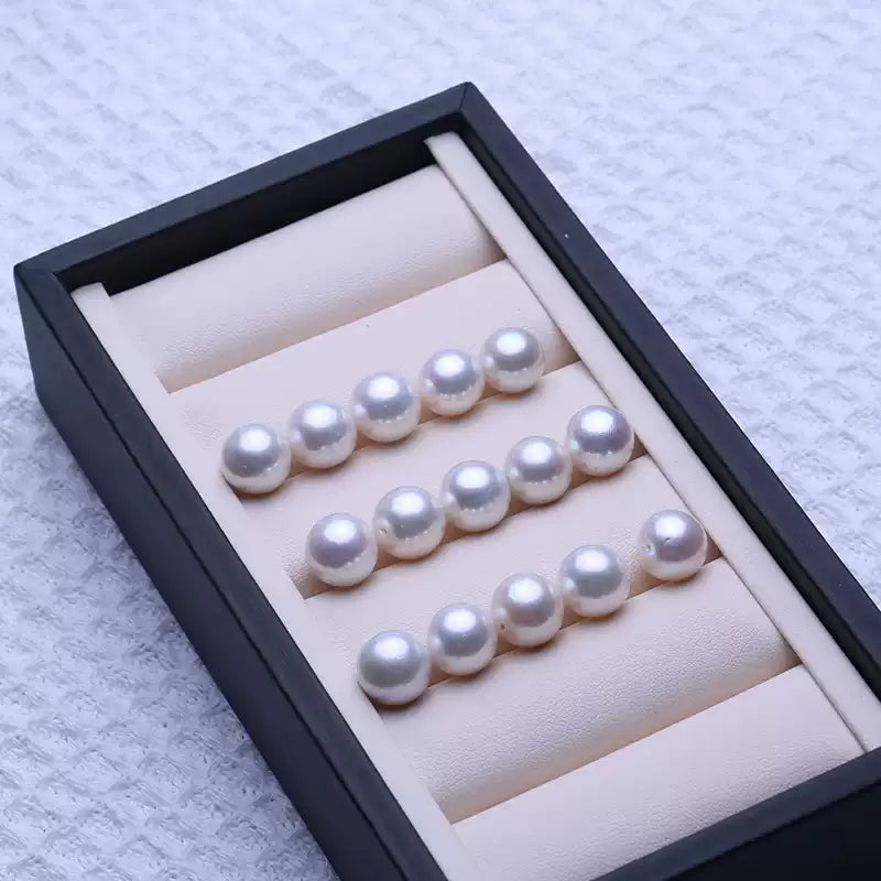 Natural white Edison freshwater pearls, available in 8-9mm, 9-10mm, 10-11mm, and 11-12mm. Full-drilled loose beads for DIY jewelry making