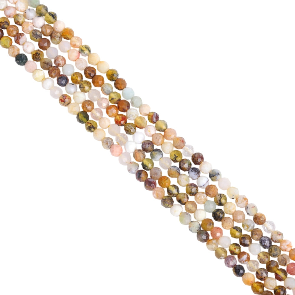 Natural yellow opalized agate micro faceted beads in 2mm, 3mm, 4mm. Warm yellow orange stone spacer beads for delicate bracelets and DIY jewelry making