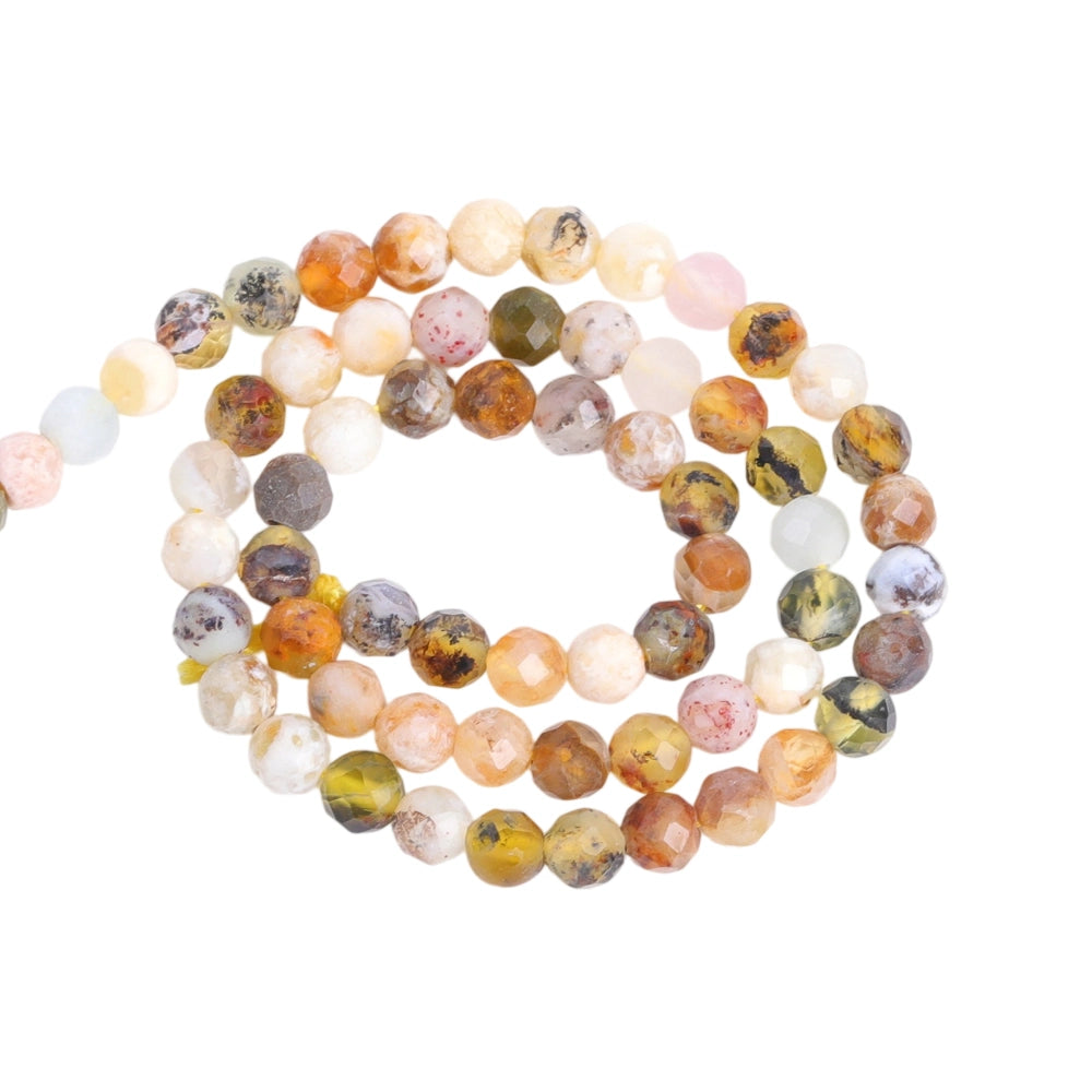 Natural yellow opalized agate micro faceted beads in 2mm, 3mm, 4mm. Warm yellow orange stone spacer beads for delicate bracelets and DIY jewelry making