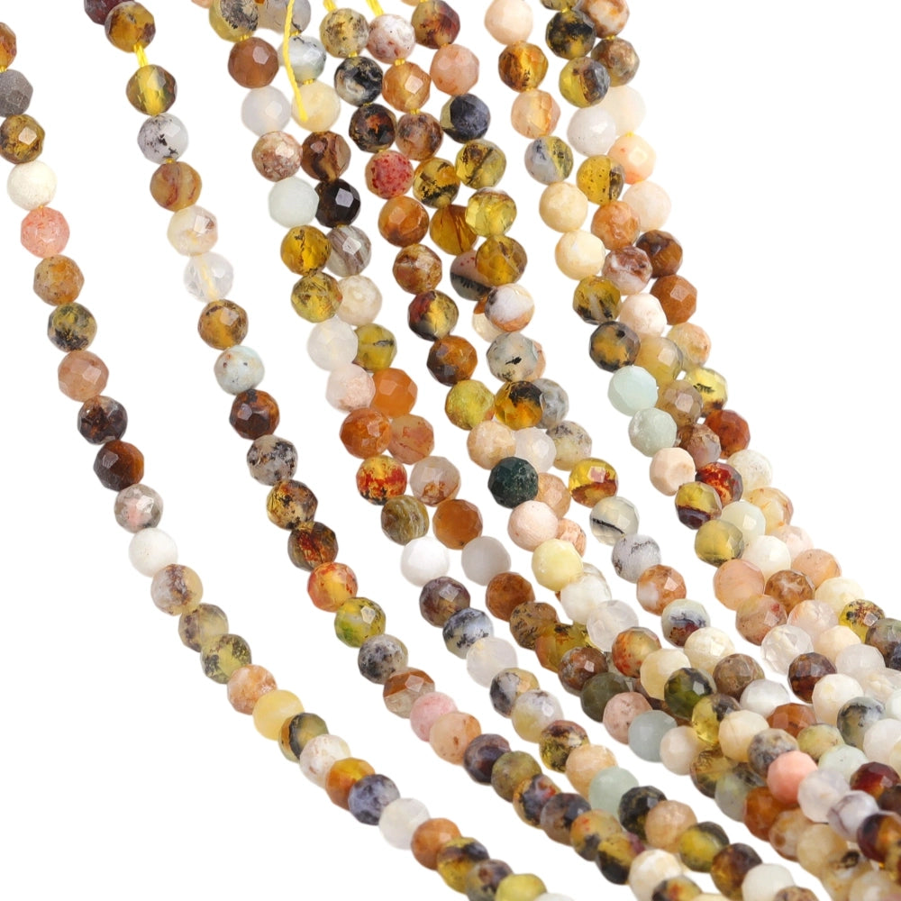 Natural yellow opalized agate micro faceted beads in 2mm, 3mm, 4mm. Warm yellow orange stone spacer beads for delicate bracelets and DIY jewelry making
