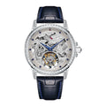 Luxury men's rose gold automatic watch featuring a golden dragon skeleton dial and brown leather strap